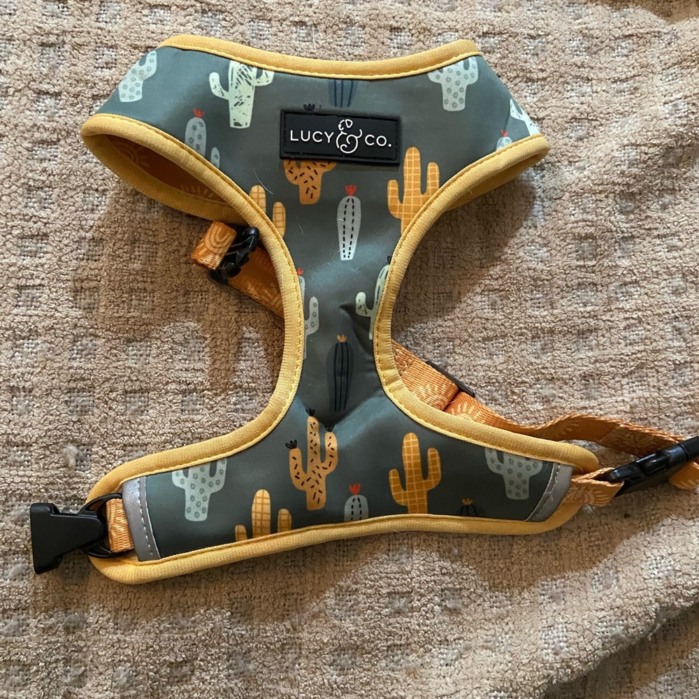 Lucy & Co. Cactus Print Dog Harness - Yellow and Gray